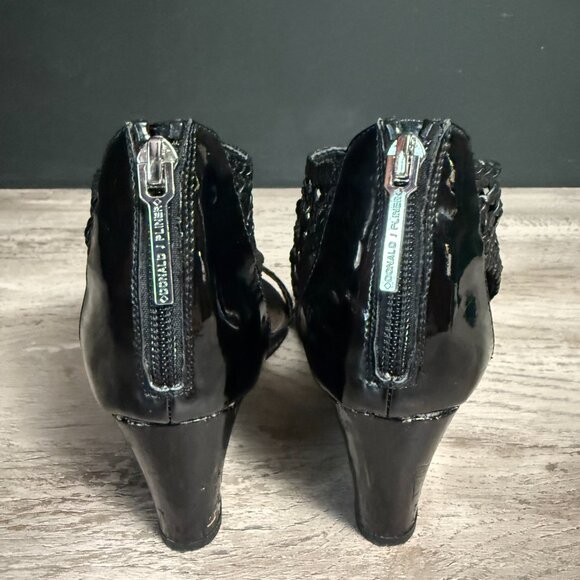 Donald J Pilner, Jolie Black Leather, High Heels Sandals, Lace detail, T-stap - Picture 4 of 10